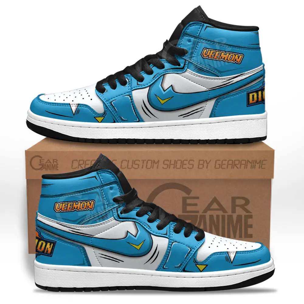 Air JD Hightop Shoes Veemon Skill JD1s Sneakers Custom Digimon Anime Shoes For Fans