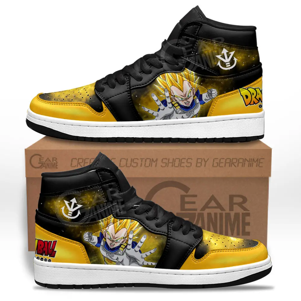 Air JD Hightop Shoes Vegeta Super Saiyan JD1s Sneakers Custom Dragon Ball Anime Shoes Mix Galaxy