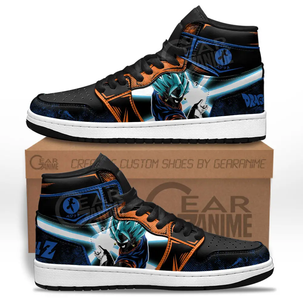 Air JD Hightop Shoes Vegito JD1s Sneakers Custom Dragon Ball Anime Shoes Amoled Art Style