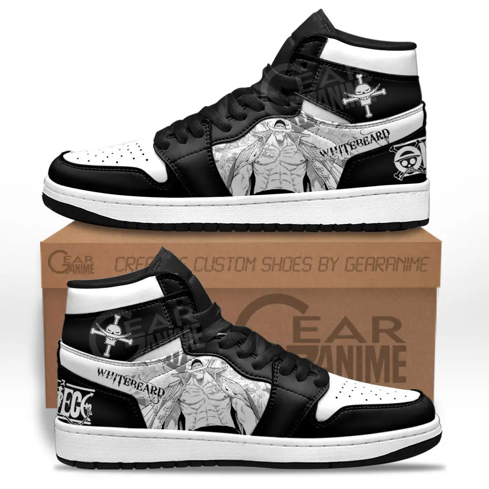 Air JD Hightop Shoes Whitebeard JD1s Sneakers Custom One Piece Shoes Manga Style