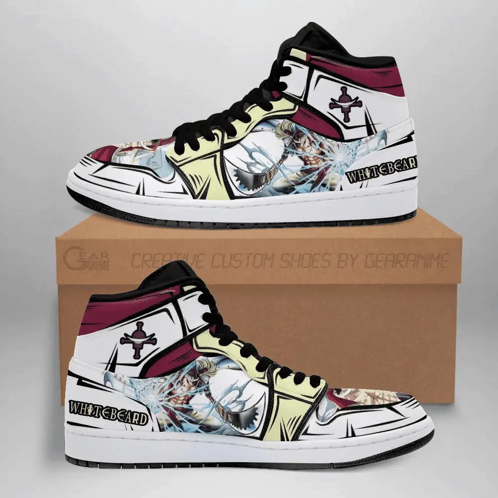 Air JD Hightop Shoes Whitebeard JD1s Sneakers Gura Gura No Mi Custom Anime One Piece Shoes