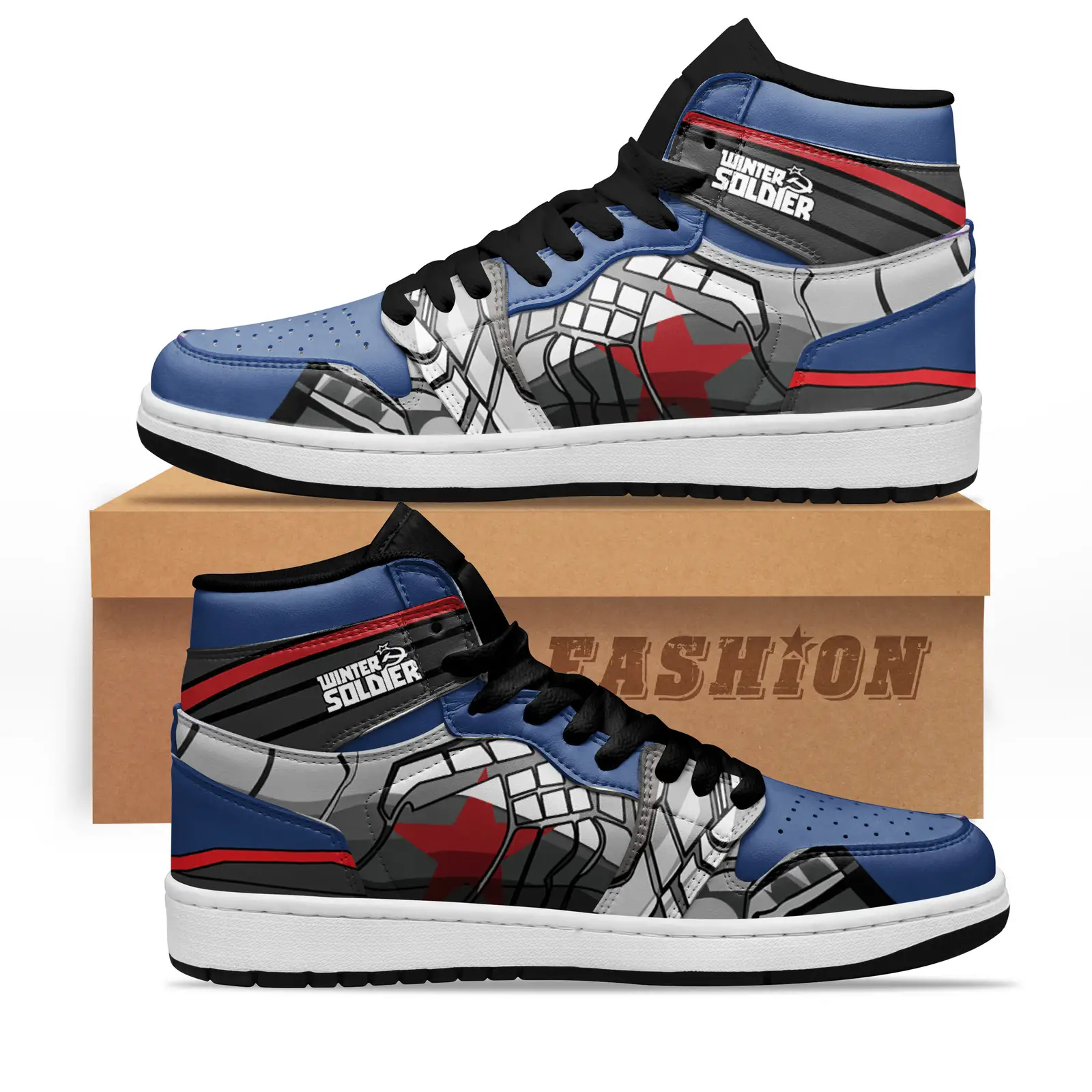 Air JD Hightop Shoes Winter Soldier J1 Shoes Custom Super Heroes Sneakers
