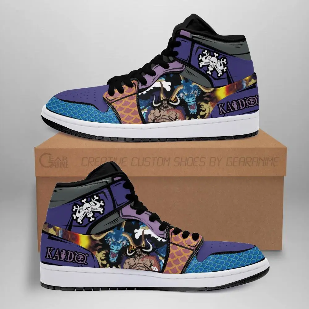 Air JD Hightop Shoes Yonko Dragon Kaido JD1s Sneakers Custom Anime One Piece Shoes