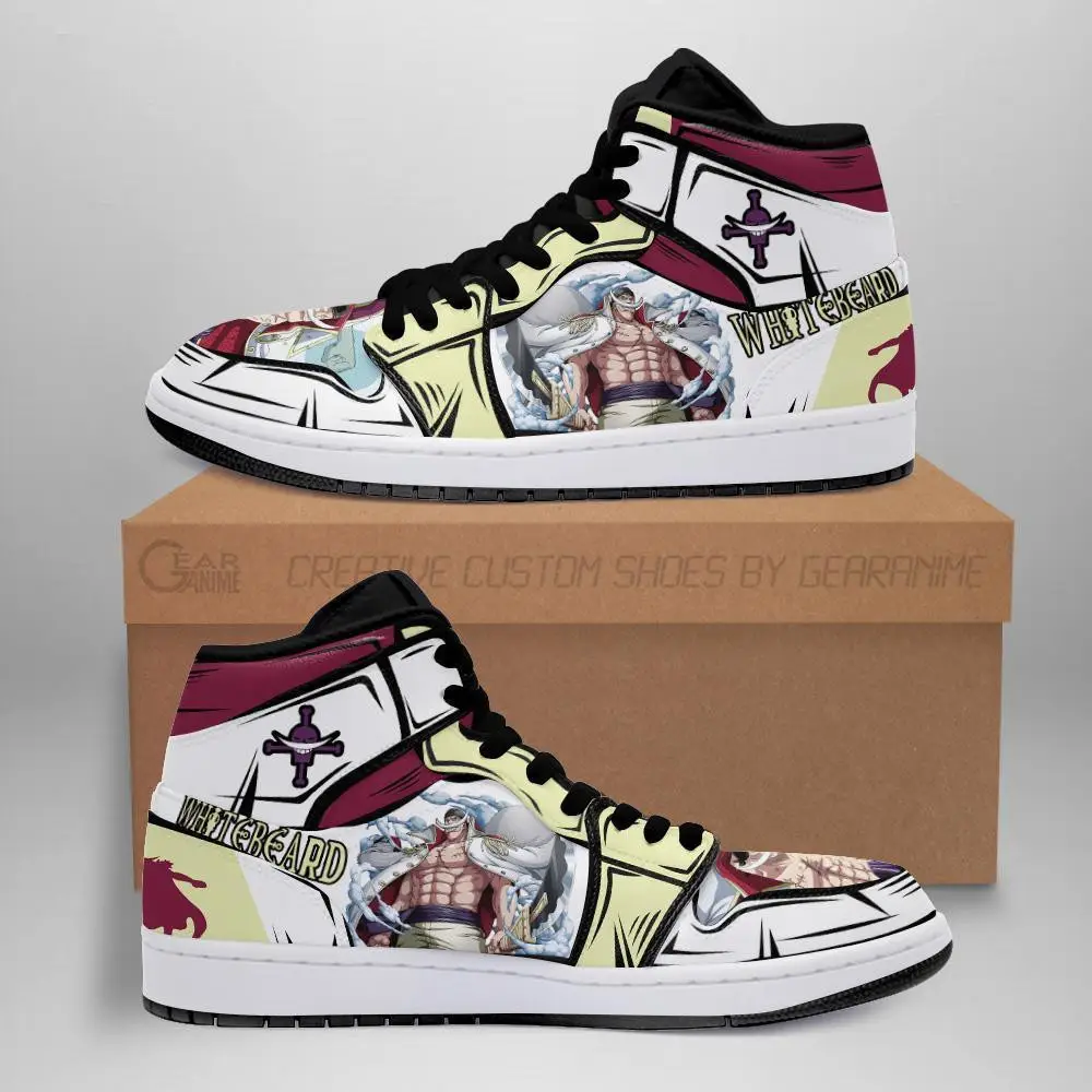 Air JD Hightop Shoes Yonko Whitebeard JD1s Sneakers Custom Anime One Piece Shoes