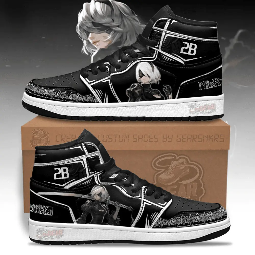 Air JD Hightop Shoes YoRHa 2-gou B-gata J1 Shoes Custom For Fans