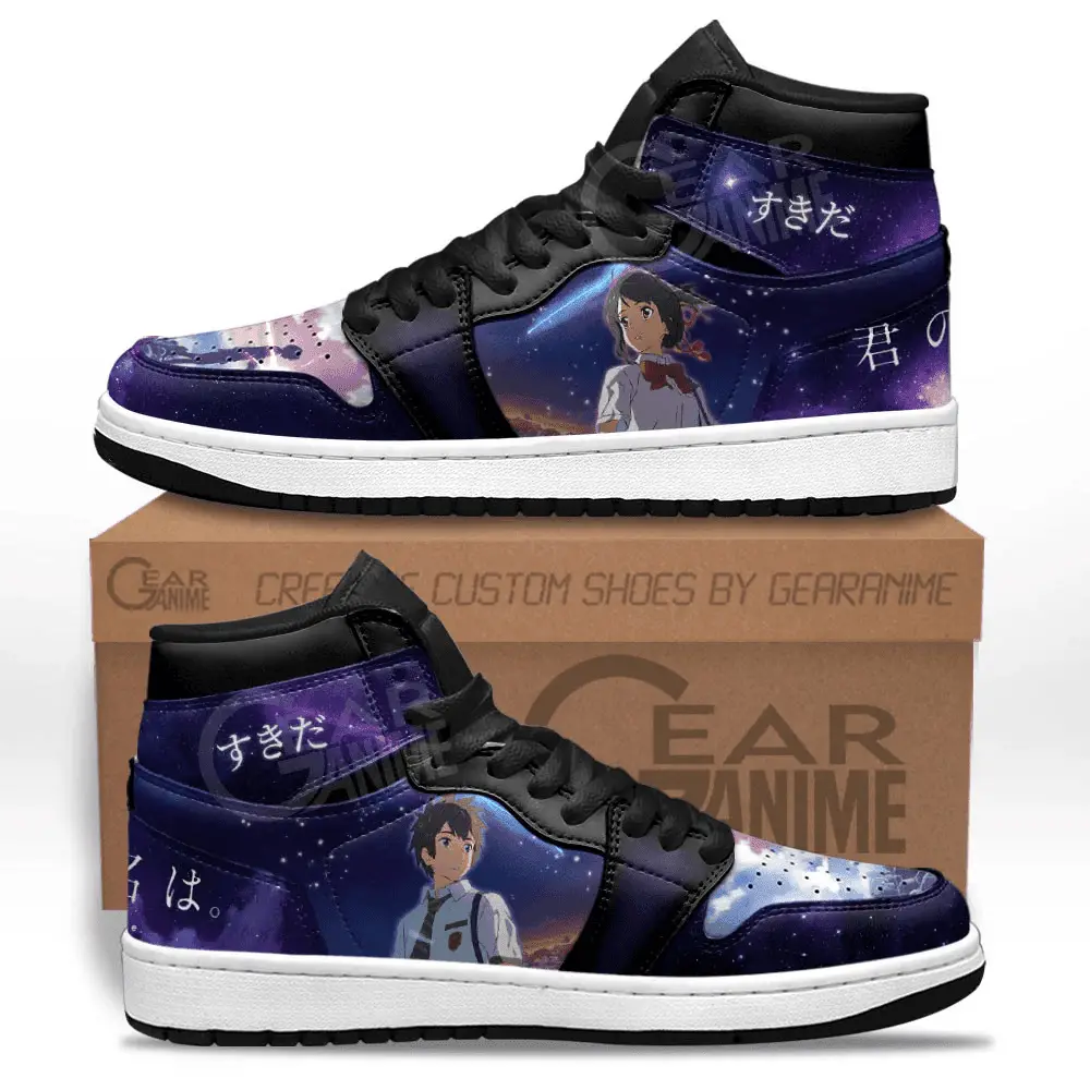 Air JD Hightop Shoes Your Name Mitsuha and Taki JD1s Sneakers Custom Anime Shoes MV1409