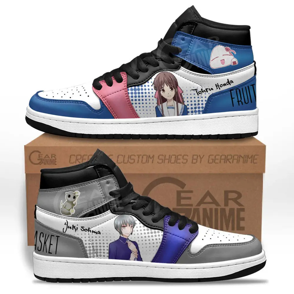 Air JD Hightop Shoes Yuki Souma and Tohru Honda JD1s Sneakers Fruits Basket Custom Anime Shoes