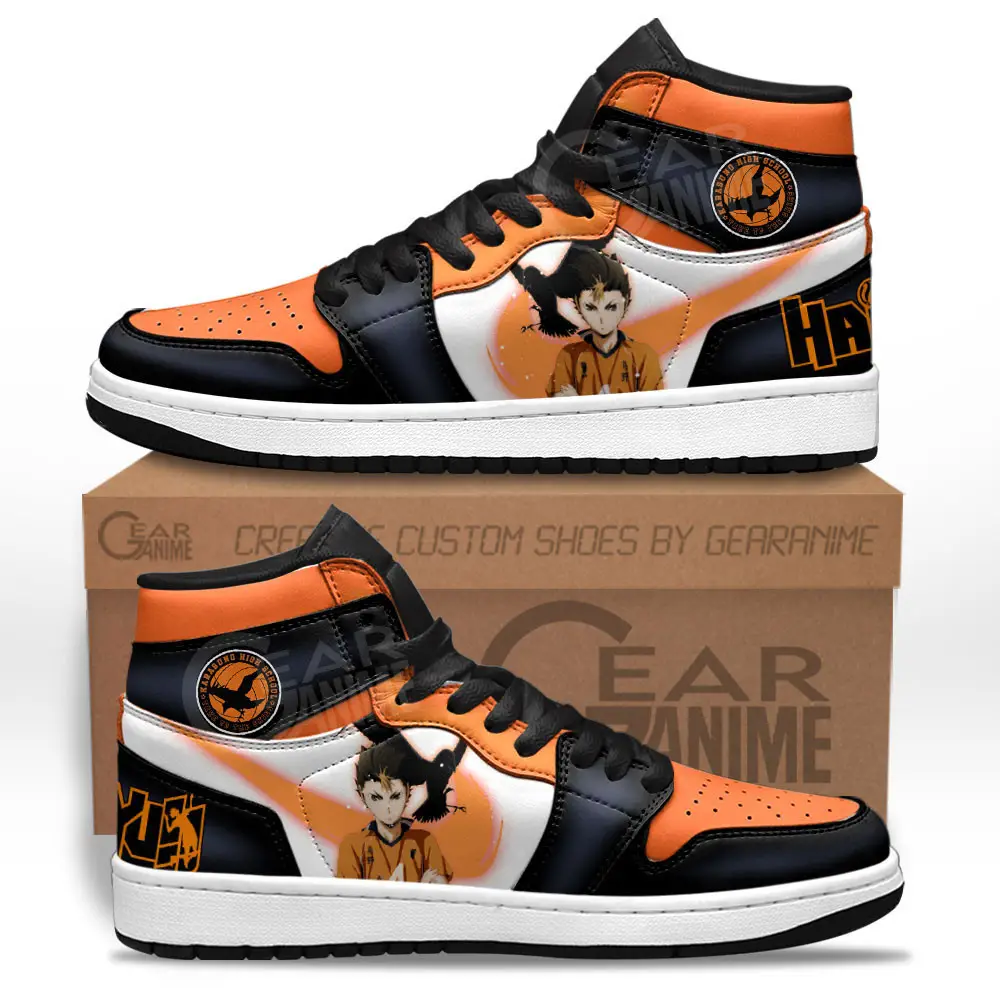 Air JD Hightop Shoes Yuu Nishinoya JD1s Sneakers Haikyuu Custom Anime Shoes