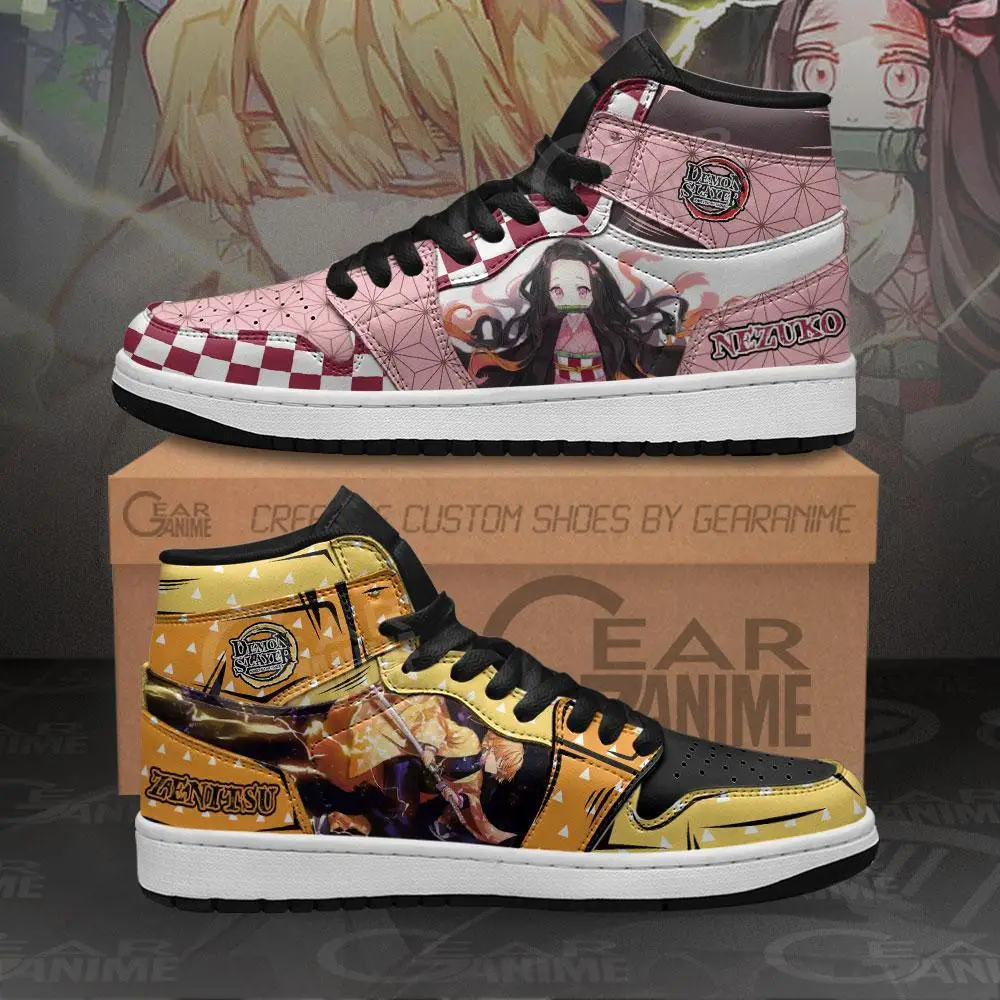 Air JD Hightop Shoes Zenitsu & Nezuko JD1s Sneakers Custom Demon Slayer Anime Shoes Air JD Hightop Shoes Zenitsu & Nezuko JD1s Sneakers Custom Demon Slayer Anime Shoes - Image 1