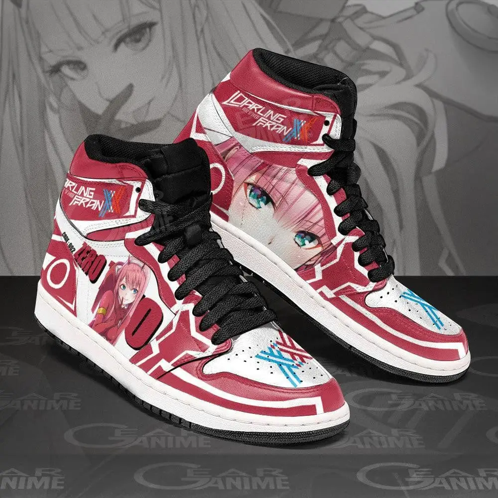 Air JD Hightop Shoes Zero Two Code 002 JD1s Sneakers Custom Darling In The Franxx Anime Shoes
