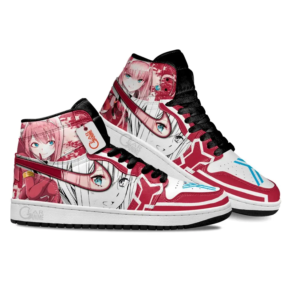 Air JD Hightop Shoes Zero Two Code 002 Sneakers Custom Anime Shoes MN0504