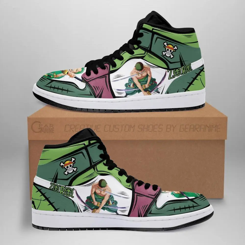 Air JD Hightop Shoes Zoro JD1s Sneakers Custom Anime One Piece Shoes
