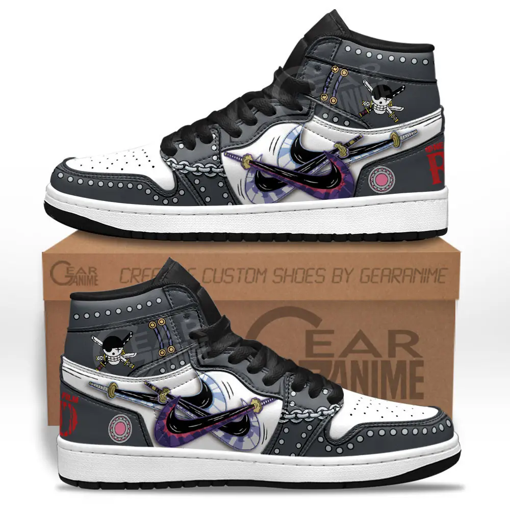 Air JD Hightop Shoes Zoro JD1s Sneakers One Piece Red Custom Anime Shoes