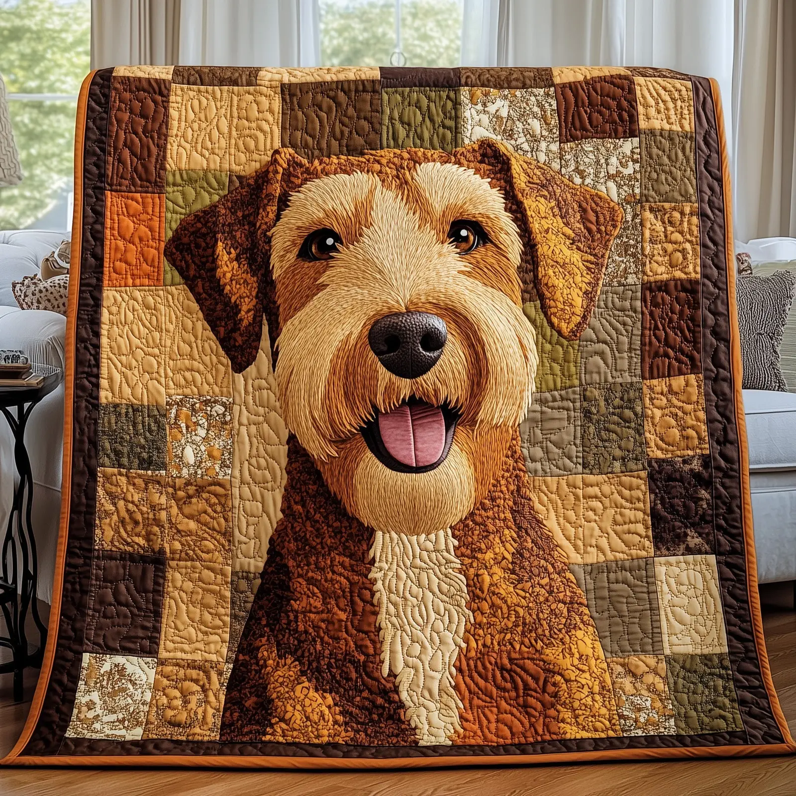 Airedale Charm Dog Small Quilted Blanket Christmas Presents For Charms Dog Lovers