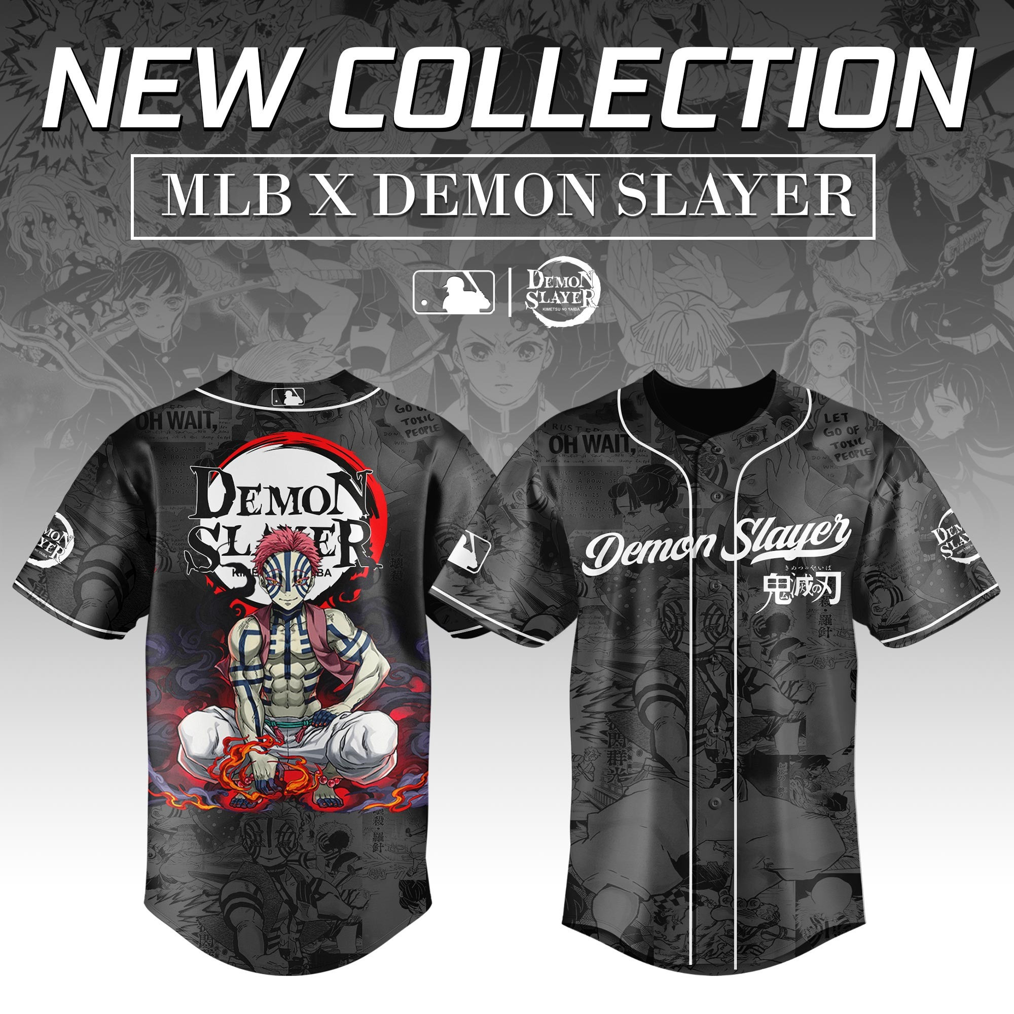 Akaza Demon Slayer x Baseball Jersey Editions Limited Gift For Anime Lovers