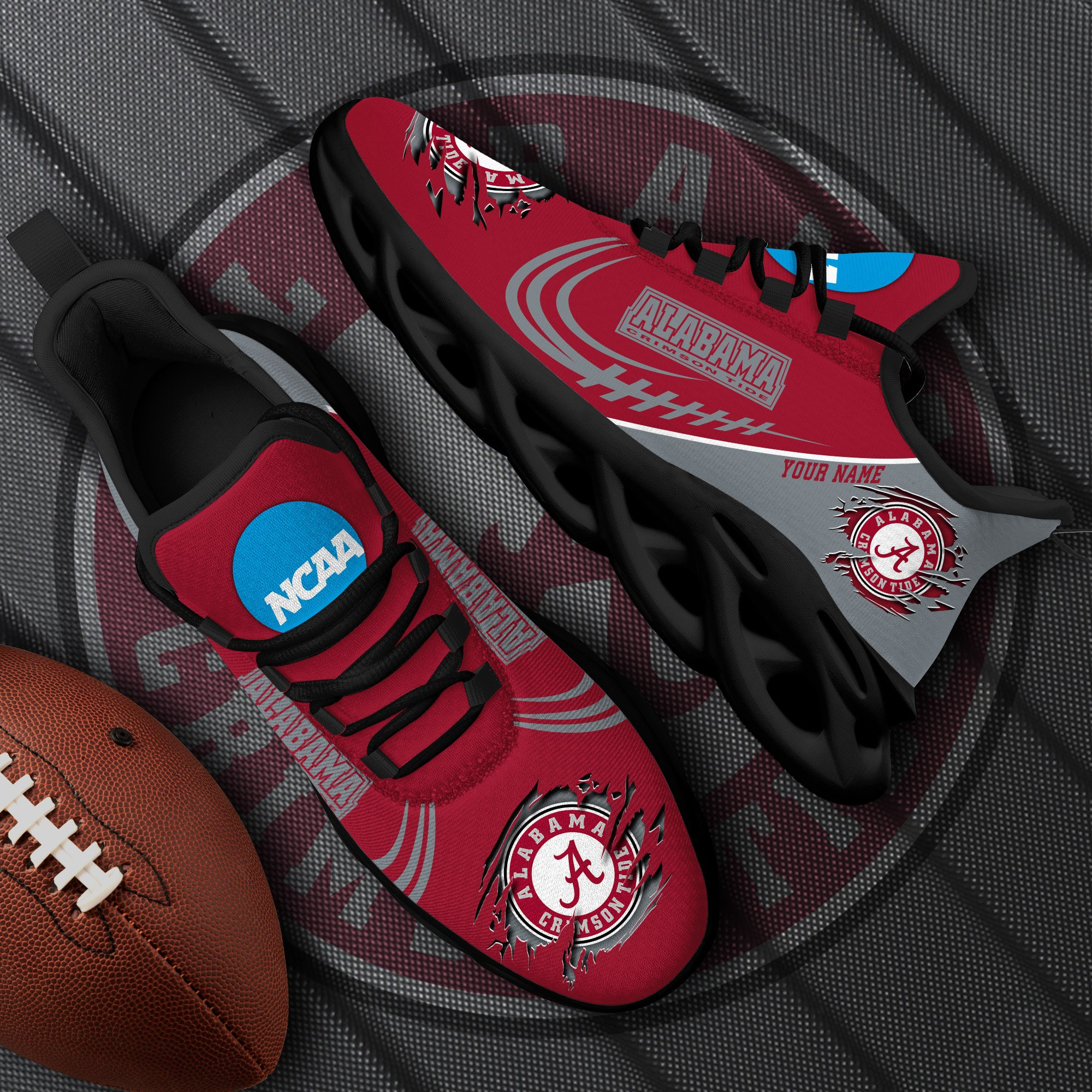 Alabama Crimson Tide Black Max Soul Shoes 2025 Versions Custom Name 016 Alabama Crimson Tide Black Max Soul Shoes 2025 Versions Custom Name 016 - Image 1