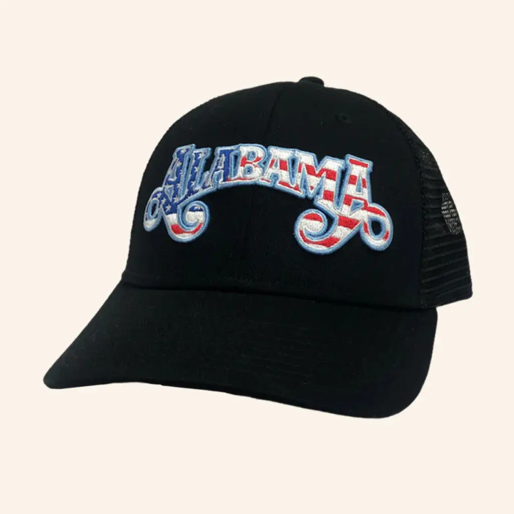 Alabama Merch Tour 2025 Alabama Black Flag Logo Embroidered Trucker Hat Gifts For Him -WearandDecor