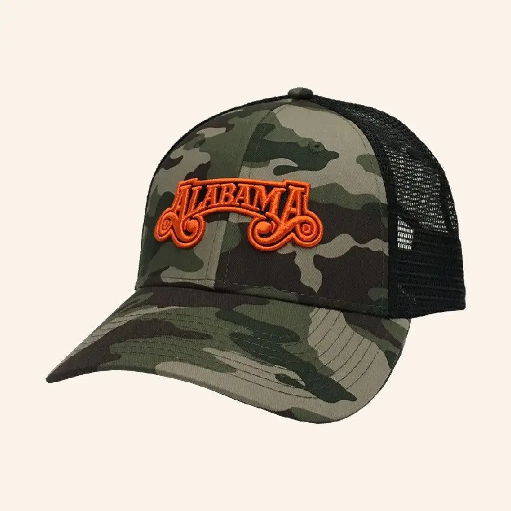 Alabama Merch Tour 2025 Alabama Camo And Black Embroidered Trucker Hat Gifts For Father -WearandDecor