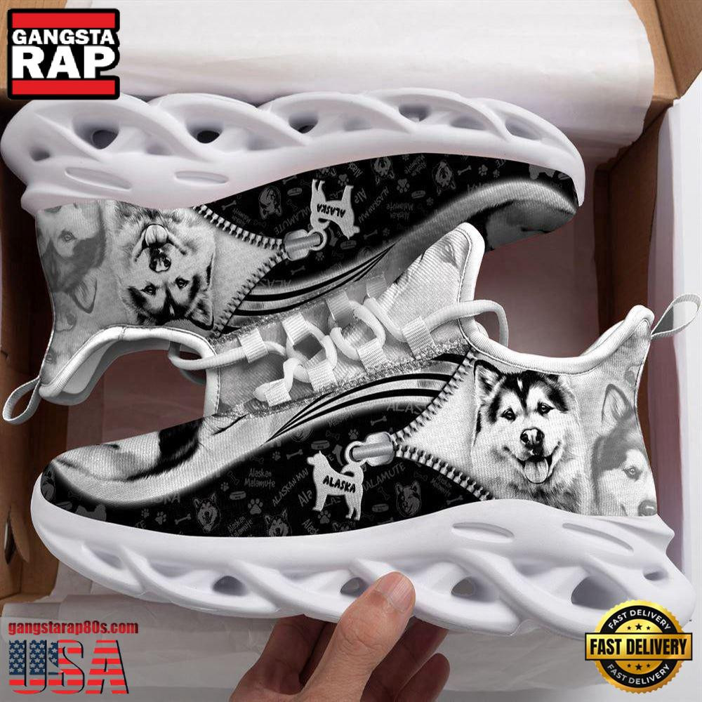 Alaskan Malamute Sketch Dogs Lover Air Max Shoes Air Cushion Sneakers, Running Sneakers