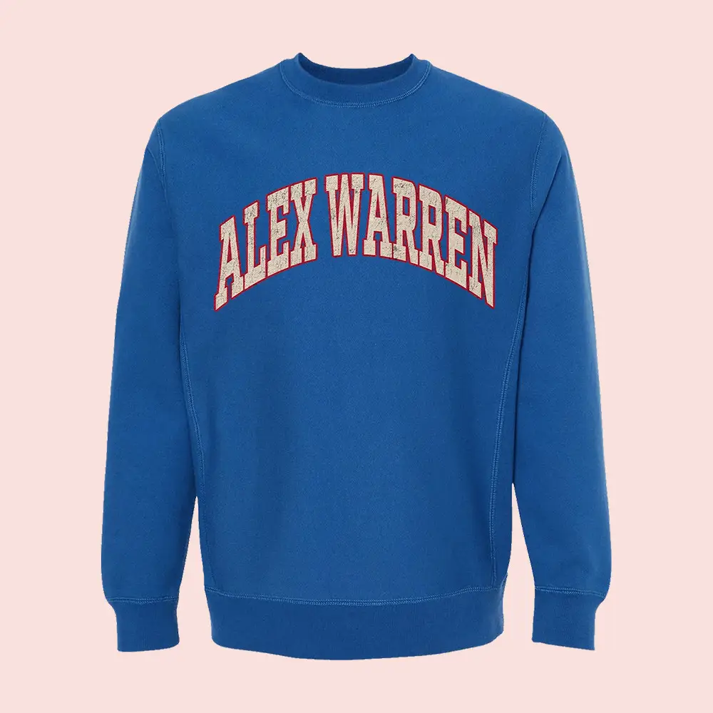 Alex Warren Merch Store Alex Warren Collegiate Vintage Sweatshirt Music Gift Ideas For Guys
