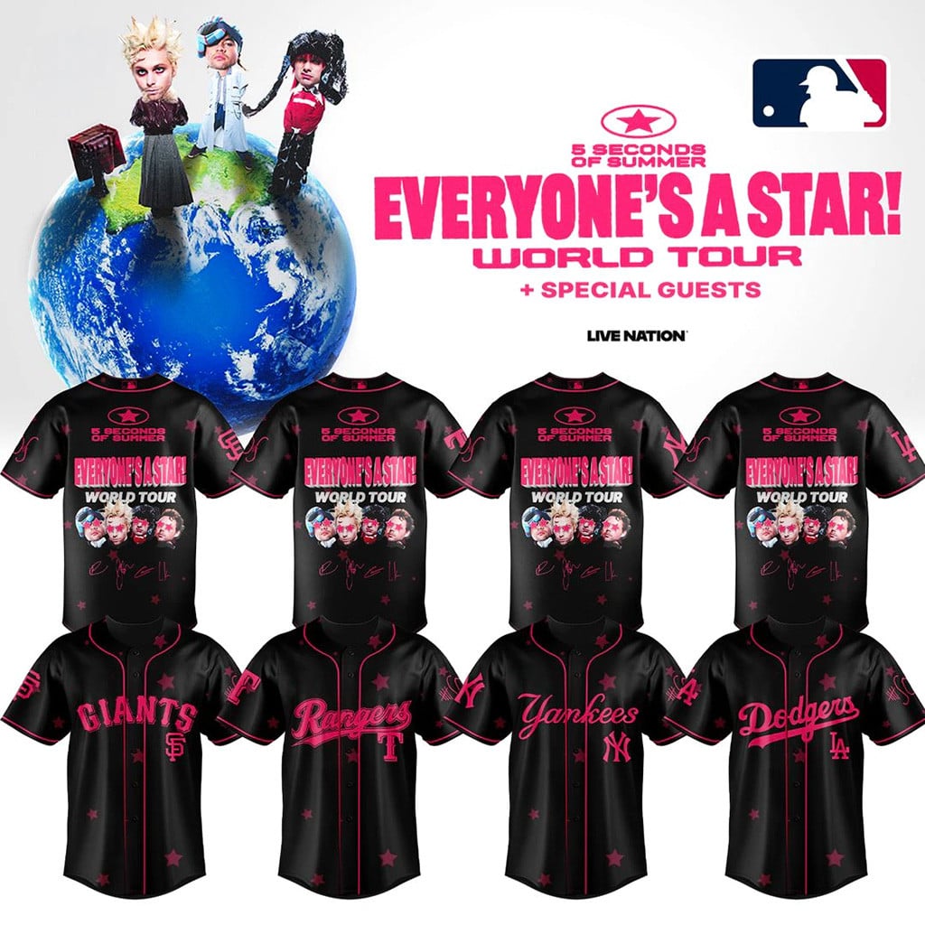 ALL MLB TEAM X 5 Second Of Summer EVERYONE’S A STAR World Tour Jersey Fan Merch Best Gifts