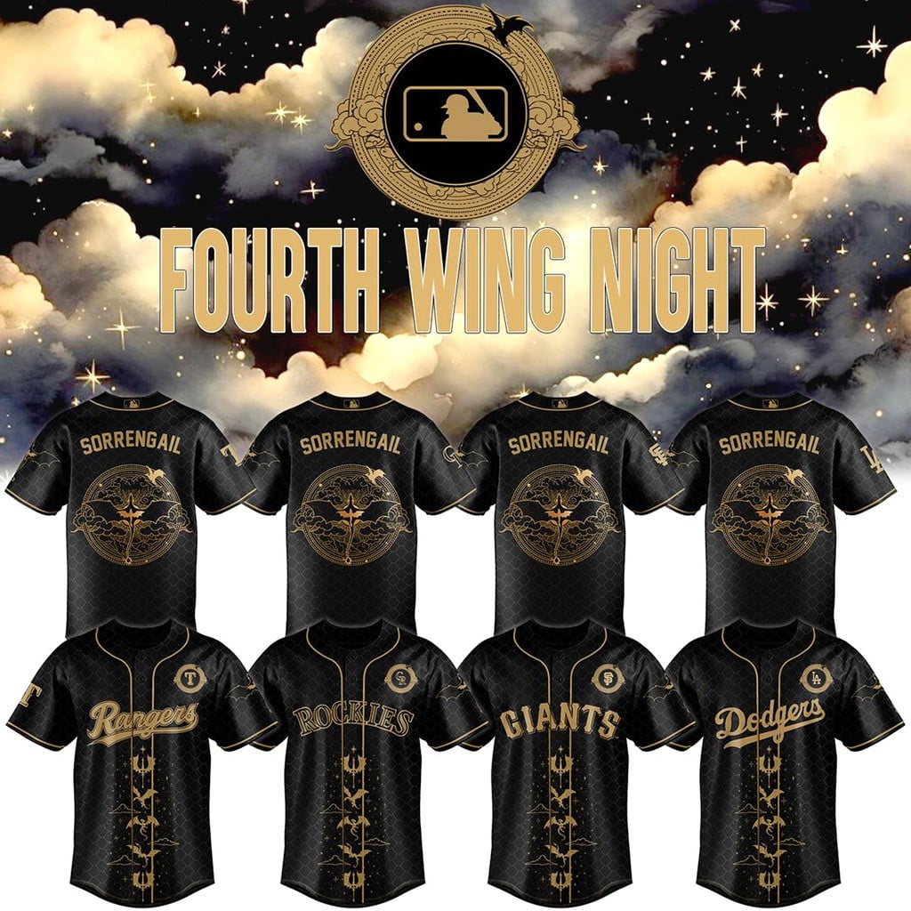 ALL MLB TEAM X Fourth Wing Night Baseball Jersey 2026 Fourth Wing Merch Gifts For Fans