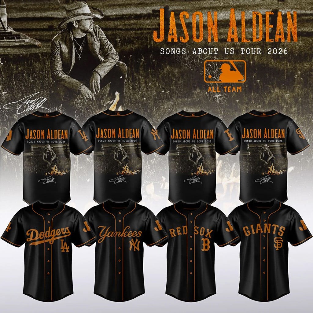 ALL MLB Team x Jason Aldean Songs About Us Tour 2026 Baseball Jersey Jason Aldean Merch Gifts