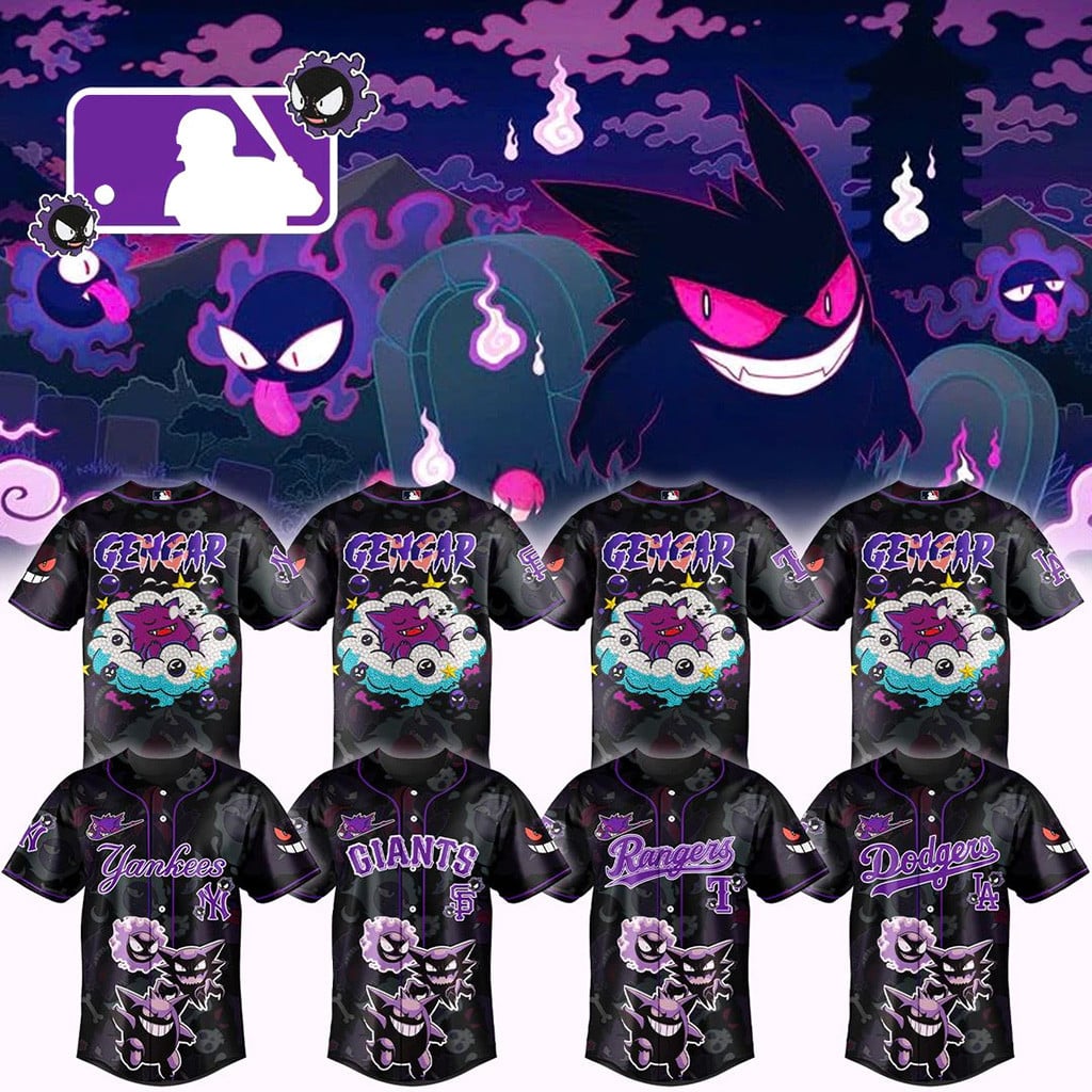 ALL MLB Team X Pokemon Gengar Special Baseball Jersey Best Gifts For Baseball Fans