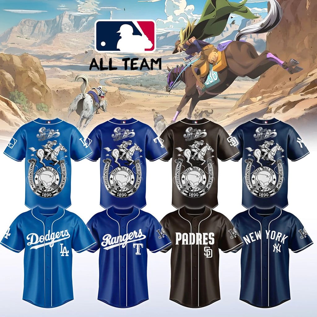 ALL MLB TEAM x Steel Ball Run Special Baseball Jersey Steel Ball Run Merch Baseball Fan Gifts