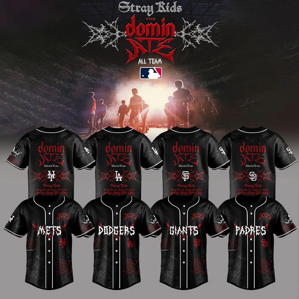 All MLB Team x Stray Kids Dominate World Tour Jersey Stray Kids Merch Gifts For Baseball Fans