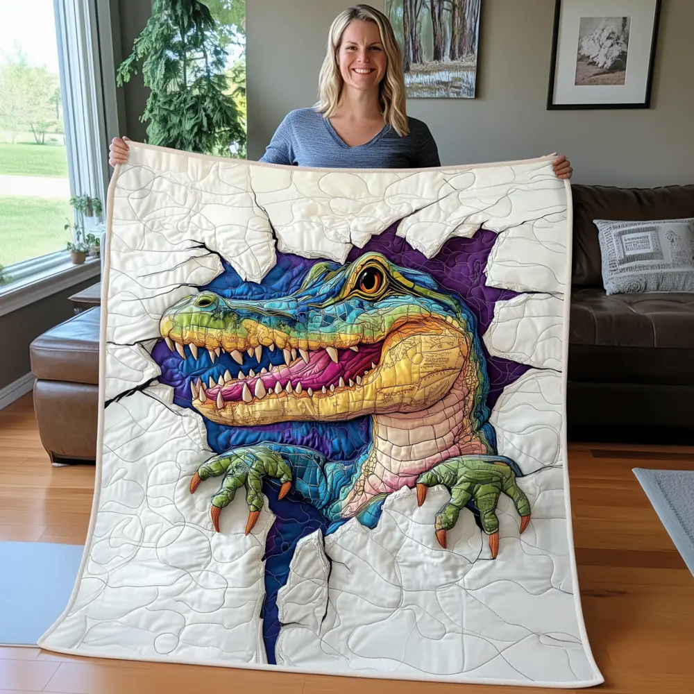 Alligator Reptile Animal Cute Quilted Blanket Wild Nature Lovers Alligator Adventure Gifts
