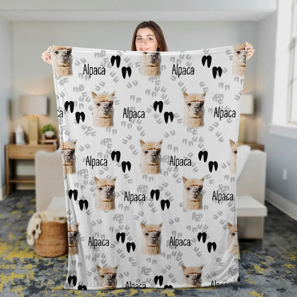 Alpaca Happy Pattern Blanket Farm Blanket Gift Ideas For Farmers