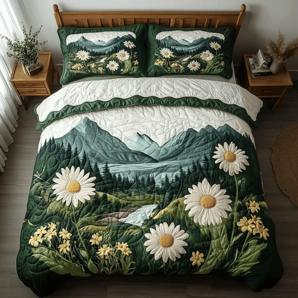 Alpine Glow Quilted Bedding Set Floral Duvet Cover Useful Gifts For Mom