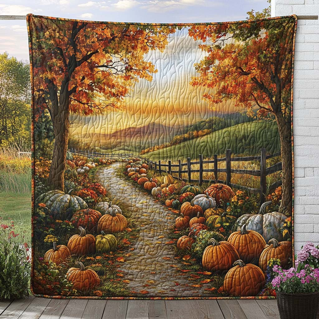 Amber Forest Trail Quilted Blanket Autumn Blanket Throws Nice Family Christmas Gifts Amber Forest Trail Quilted Blanket Autumn Blanket Throws Nice Family Christmas Gifts - Image 1