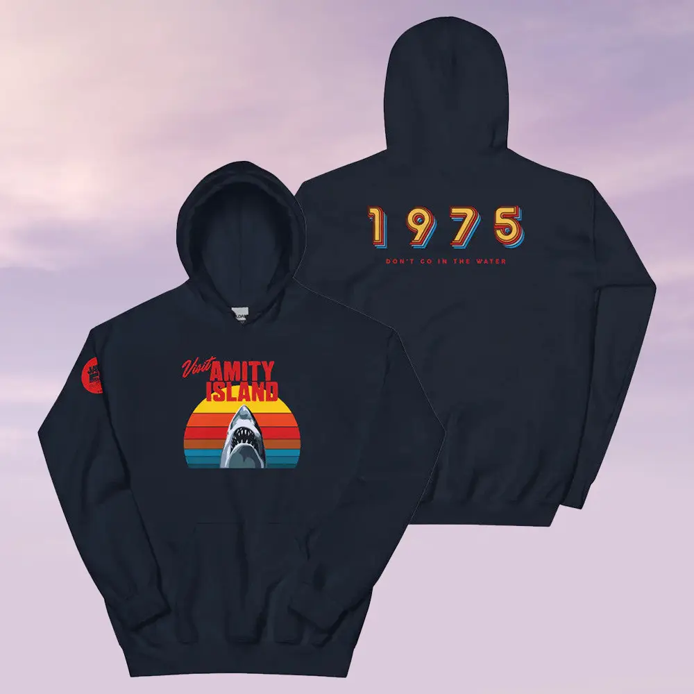 AMC Theatres Merch Jaws 50th Anniversary Visit Amity Island Hoodie Gifts For Movie Son