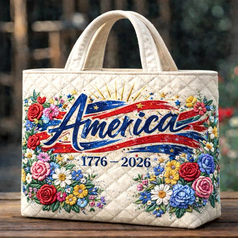 America 1776 2026 Tote Bag Patriotic Floral USA 250 Years Anniversary Bag Gift For Women