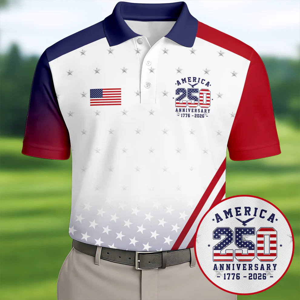 America 250 Anniversary 1776-2026 Polo Shirt Men's 4th Of July Apparel Dad Gift