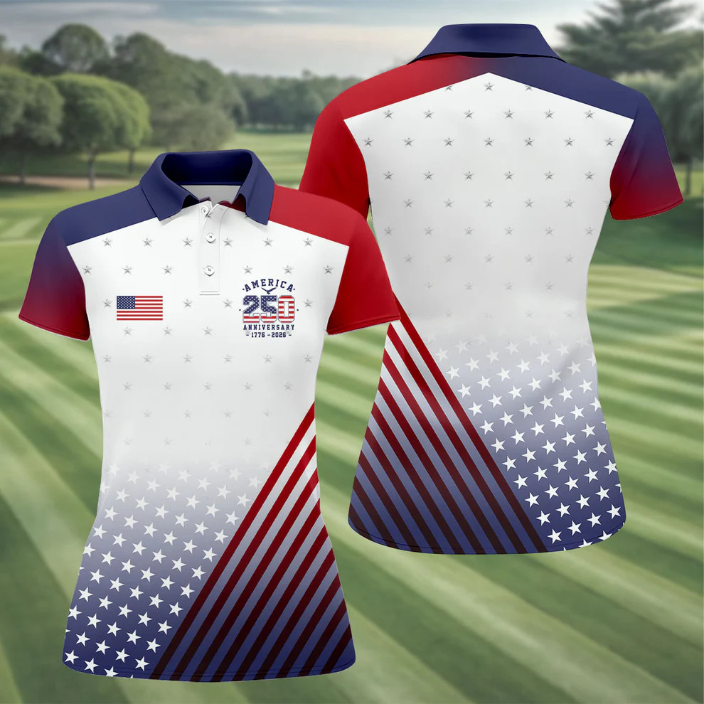 America 250 Anniversary 1776-2026 Polo Shirt Women's 4th Of July Apparel Gift for Mom