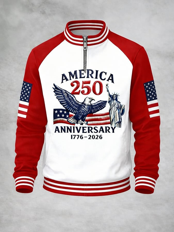 America 250 Anniversary Half Zip Sweatshirt 250 Years 1776 2026 Clothing Gift For Him America 250 Anniversary Half Zip Sweatshirt 250 Years 1776 2026 Clothing Gift For Him - Image 1