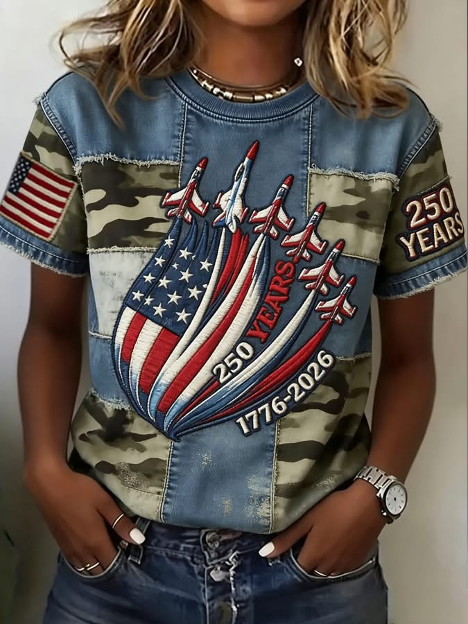 America 250 Years Anniversary Patchwork Shirt 1776 2026 Patriotic Apparel Gifts For Her