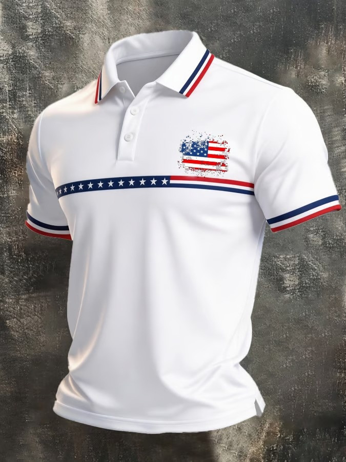 America 250 Years Anniversary Polo Shirt Men's USA Flag Patriotic Clothing 4th Of July Gifts