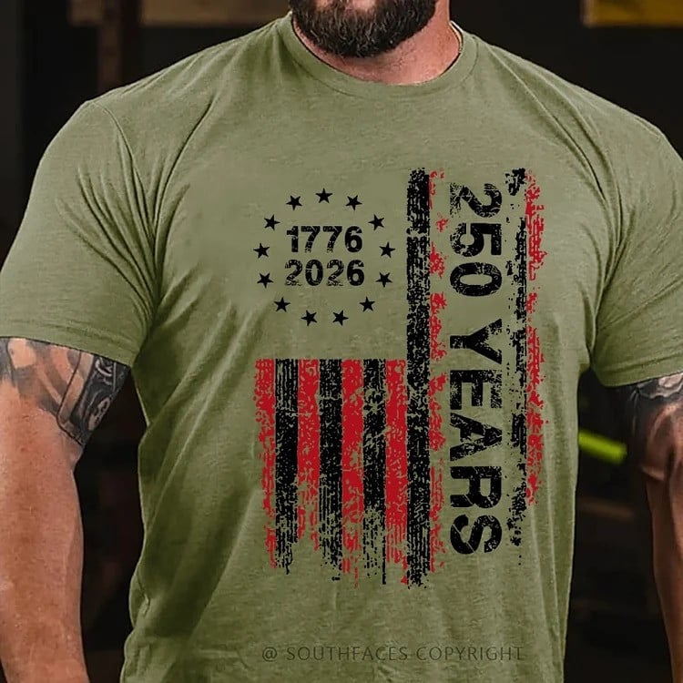 America 250 Years Anniversary T-Shirt 1776 2026 Independence Day Shirt Patriotic Gift For Men