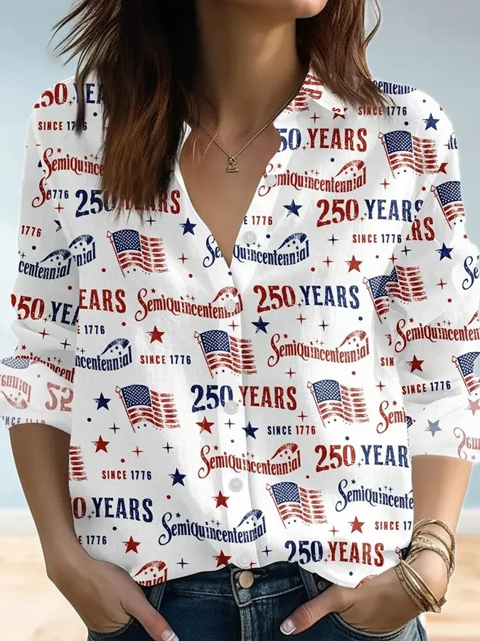 America 250 Years Button Up Long Sleeve Shirt 250 Years of American Pride Apparel