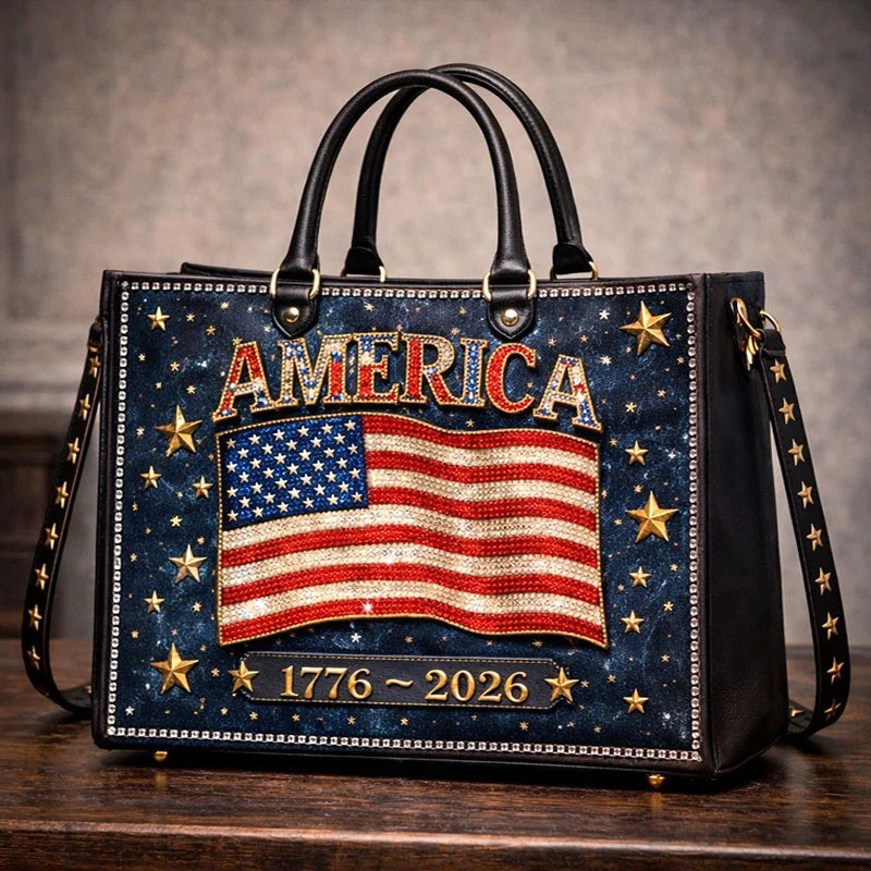 America 250 Years Flag Leather Handbag Patriotic USA Independence Day Bag Gift For Her