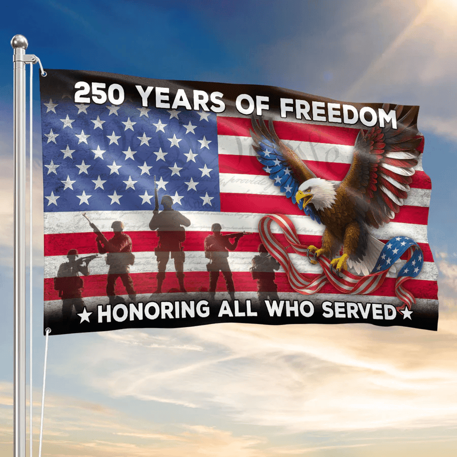 America 250 Years of Freedom Flag American Eagle Veterans Flag