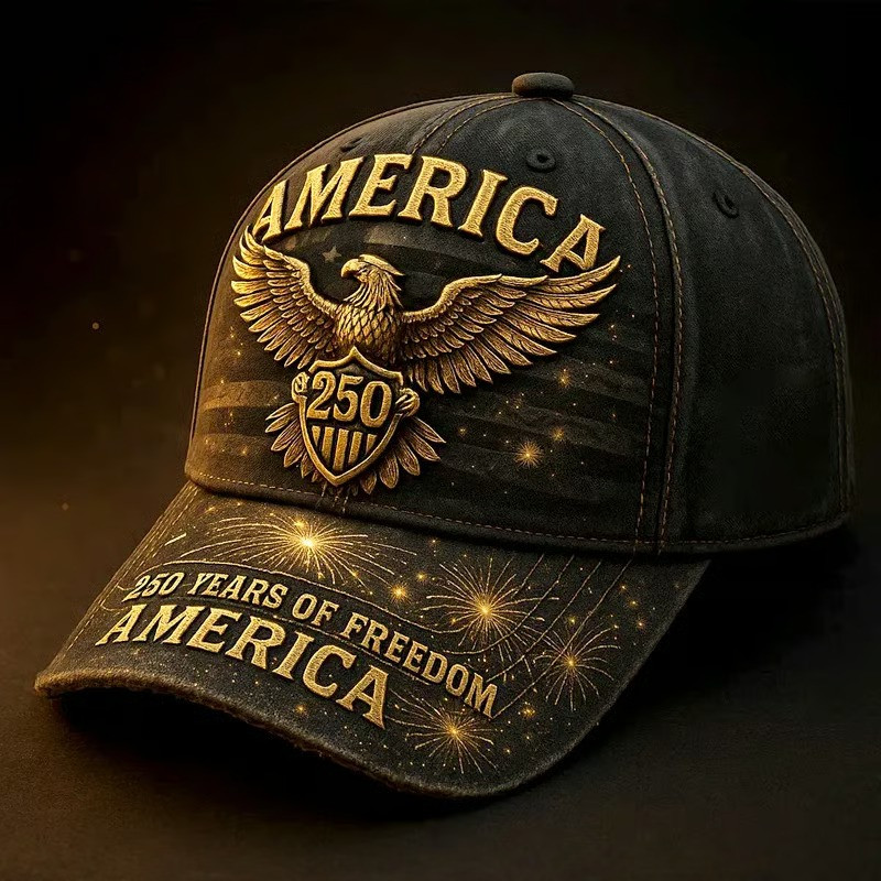 America 250 Years Of Freedom Gold Eagle Baseball Hat Patriotic USA Anniversary Gift For Veterans America 250 Years Of Freedom Gold Eagle Baseball Hat Patriotic USA Anniversary Gift For Veterans - Image 1