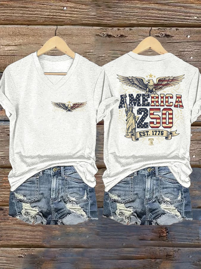 America 250 Years Of Freedom T-shirt Ets 1776-2026 4th Of July Presents For Her