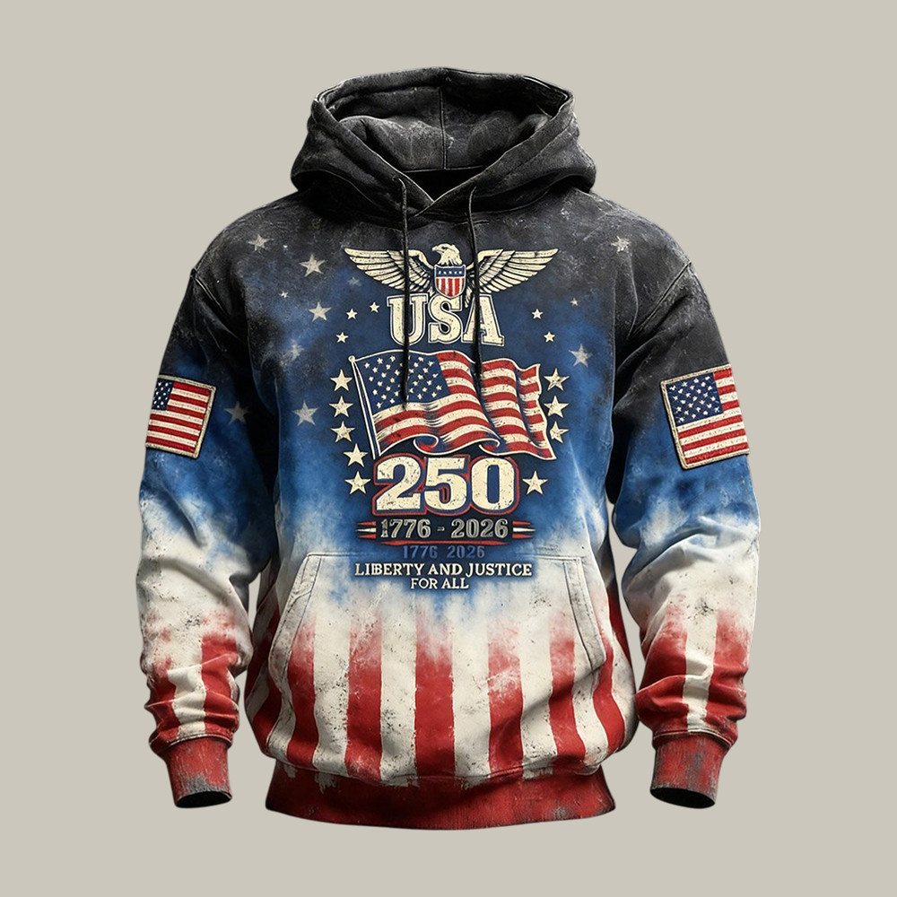 America 250 Years Of Liberty And Justice Hoodie America's Birthday Merch July 4 Gift America 250 Years Of Liberty And Justice Hoodie America's Birthday Merch July 4 Gift - Image 1
