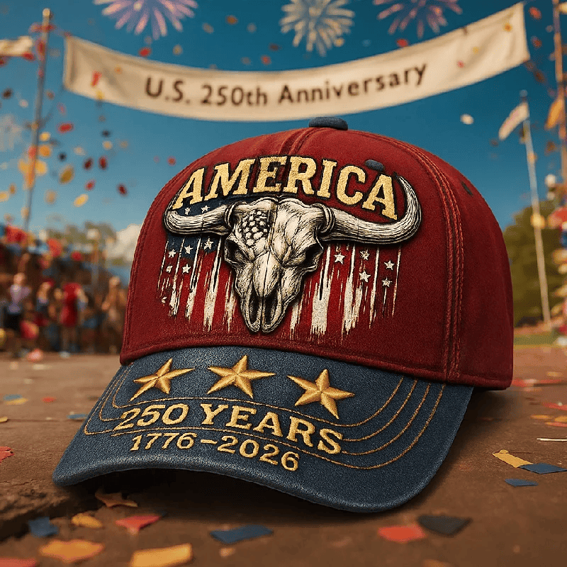 America 250 Years Print Baseball Cap Patriotic Vintage Hat 1776–2026