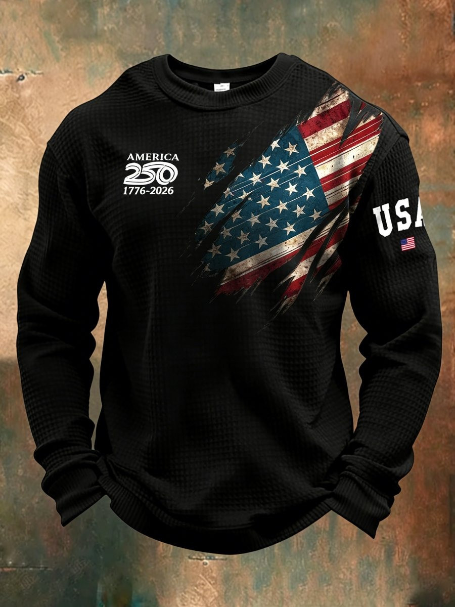 America 250th 1776 2026 Long Sleeve Shirt Waffle Independence Day Gift Mens America 250th 1776 2026 Long Sleeve Shirt Waffle Independence Day Gift Mens - Image 1